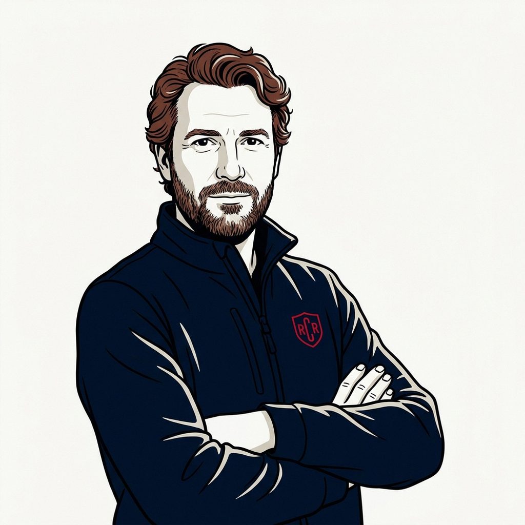 Portrait illustré de Benoît Fargues, dirigeant du Rugby Club Révélois