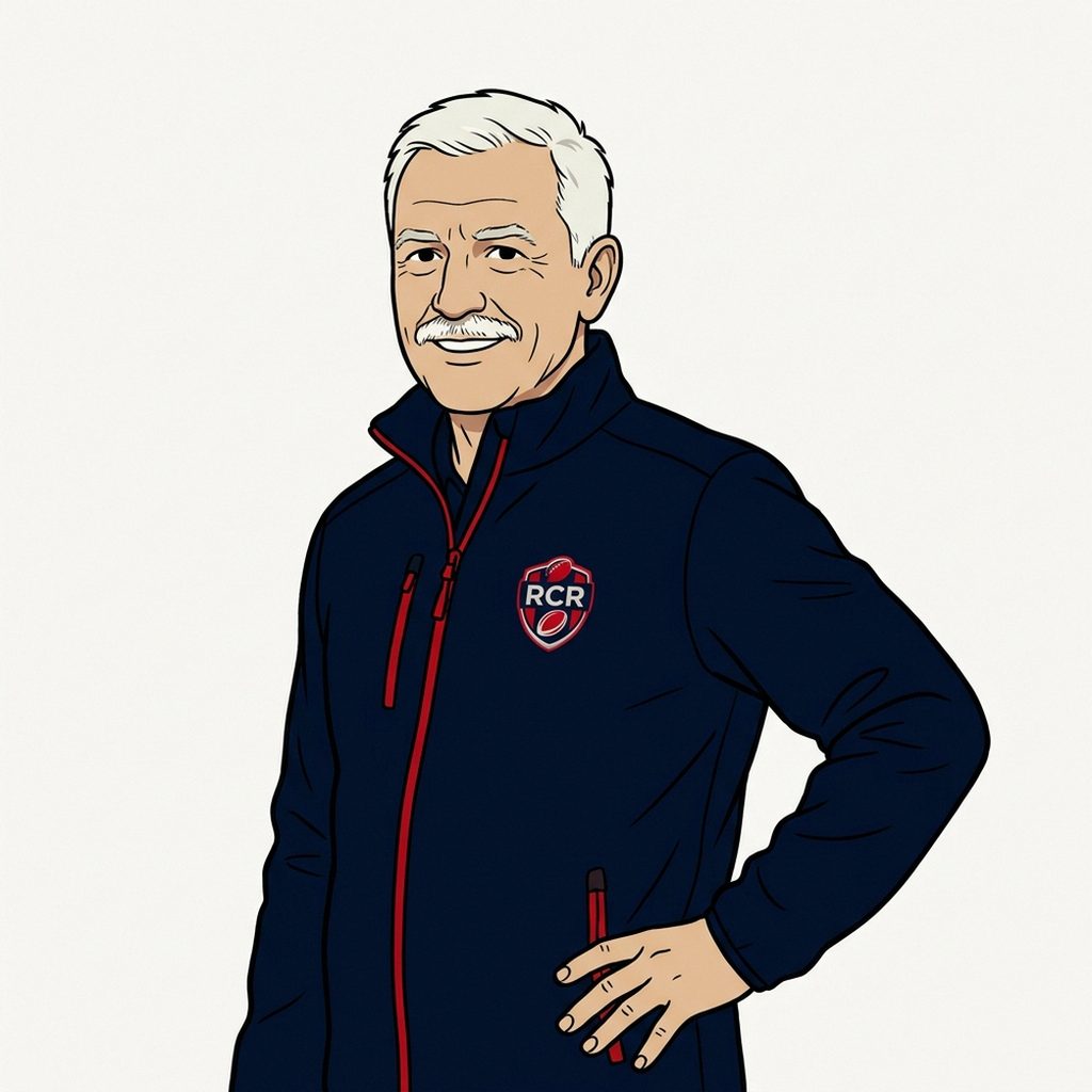 Portrait illustré de Jean-Michel Rouire, dirigeant du Rugby Club Révélois